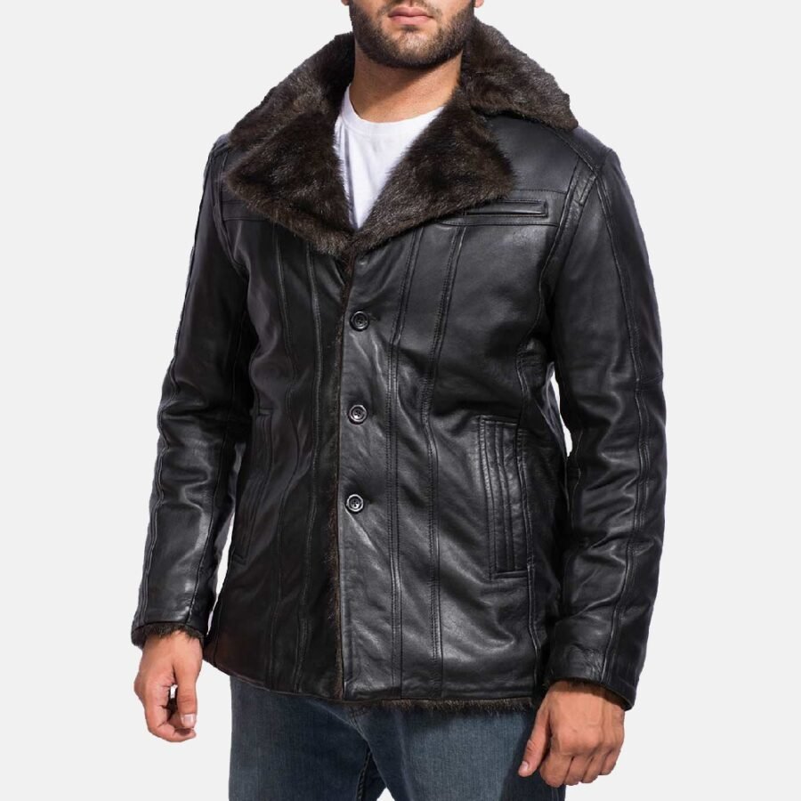 Furcliff Black Leather Coat Photo