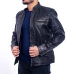 Trifo Slim Fit Leather Biker Jacket - Image 3